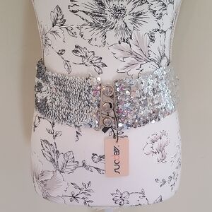 Elegant Silver Sequin Belt